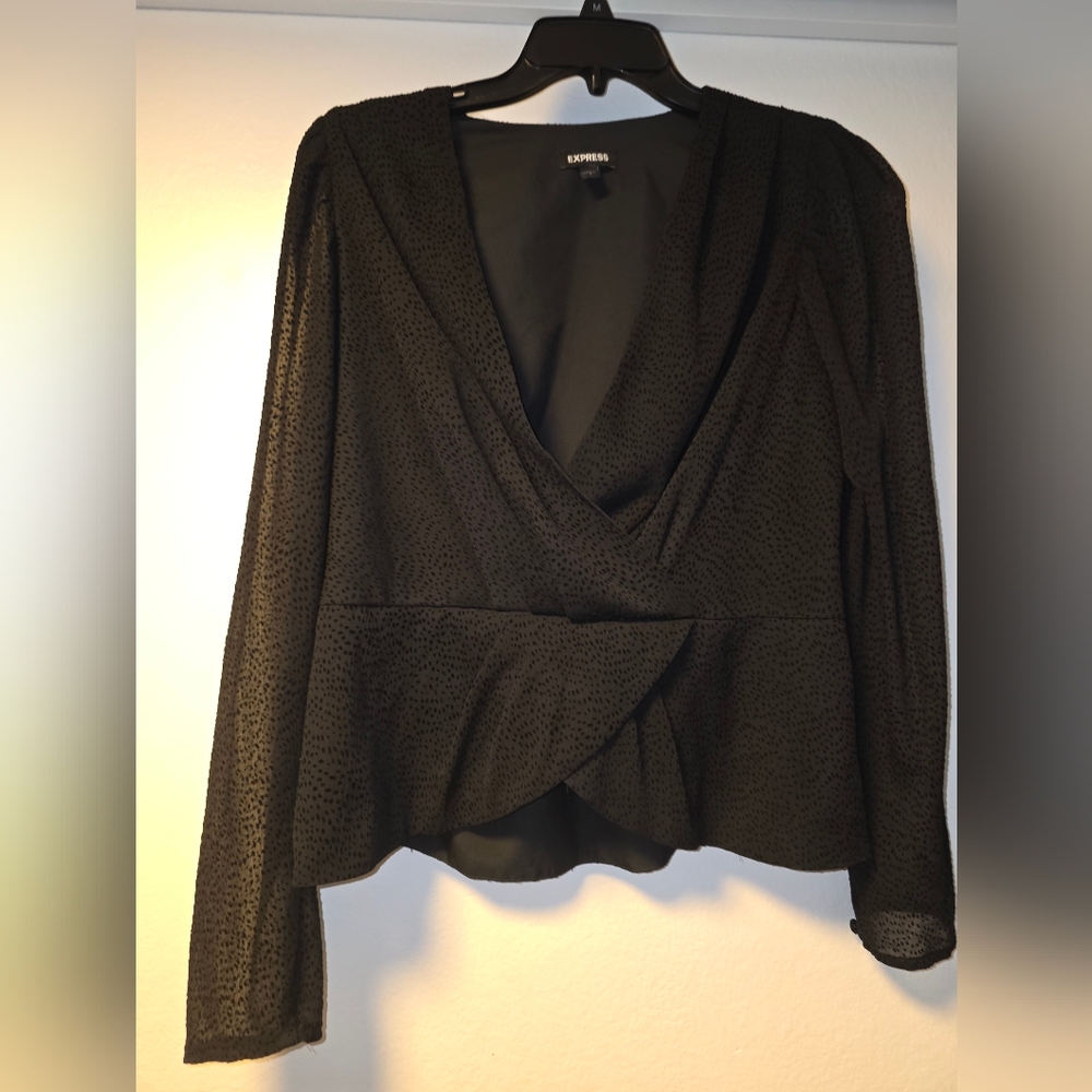 Express Textured Black Blouse